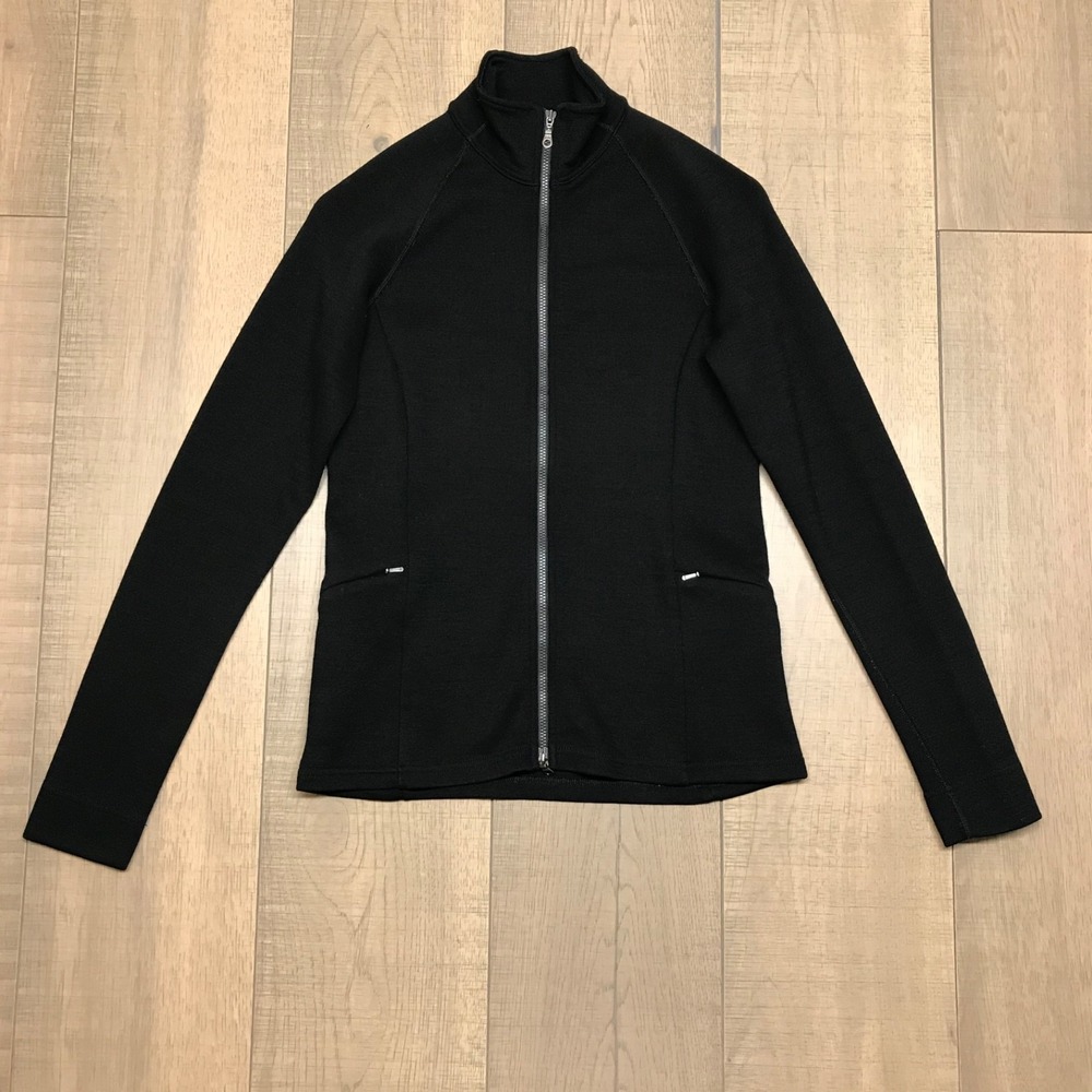 Ibex Shak Merino Wool Jacket Womens Size S Black Full Zip Outdoor Pockets Hiking